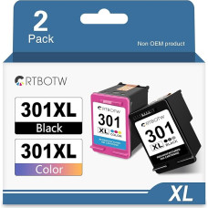 CRTBOTW 301XL spausdintuvo kasetės pakeičia HP 301 daugiapakopę atnaujintą rašalo kasetę, skirtą HP301 XL Deskjet 1000 1050 1510 2050 2510 3050 OfficeJet 2620 2622 Envy 4500 4502 5530 (juoda,
