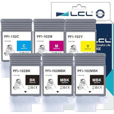 LCL PFI102 rašalo kasetė vietoj Canon PFI102 PFI-102 PFI-102MBK PFI-102MBK PFI-102BK PFI-1022C PFI-102M PFI-102Y, skirta Canon imagePROGRAF iPF500 iPF510 iPF600 iPF600 iPF605 iPF605 iPF66 10 iPF650 iPF700 iPF750