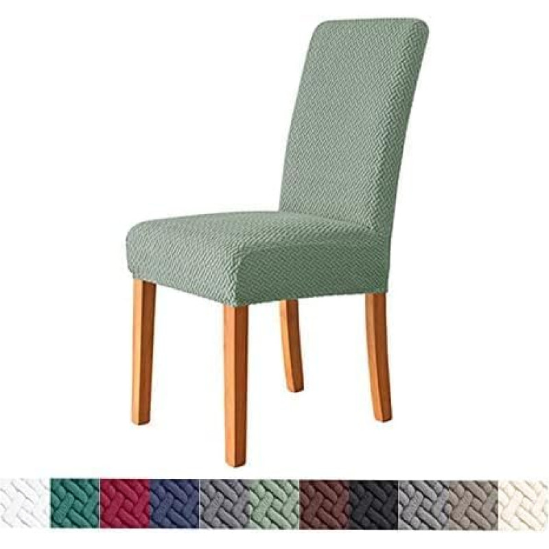 YeGang vientisos spalvos kėdžių dangteliai valgomojo kambario kėdėms, 1/4/6/10 komplektas žakardinių kėdžių dangteliai aukštai atramai, ištempiamojo audinio nuimami skalbiami kėdžių apsaugai (6 komplektų rinkinys, šalavijo žalia)