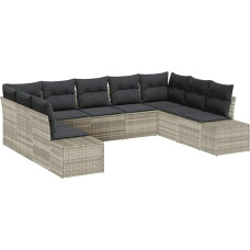 Rantry 9-teiliges Garten Sofa Set mit Kissen in Hellgrau aus Poly Rattan Gartenlounge Modelis3355891