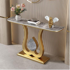 Industrieller Konsolentisch in Gold - Moderner Akzenttisch für den Eingangsbereich, Wohnzimmer, Flur und Büro - 100 cm (39,4 Zoll) dekoratives Foyermöbel