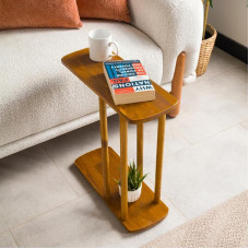 Medžio masyvo C formos šoninis staliukas Šoninis staliukas sofoms Sofos stalai Slysti po sofa gyvenamajame kambaryje Virš sofos TV staliukas mažoms erdvėms Stilius Mediena Ąžuolas