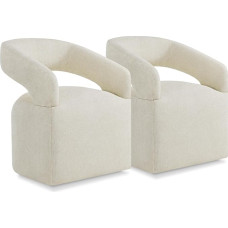 KISLOT valgomojo kėdės, 2 komplektas, minkštos kėdės su ratukais, lengvai surenkamos, modernūs foteliai su ratukais, skirti valgomajam, miegamajam, svetainei, skaityklai, smėlio spalvos, kreminės spalvos