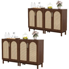 LITTLE TREE Šiuolaikinė bufetinė spintelė su saugykla, 2 komplektų, 59 colių virtuvės bufetinė spintelė su 4 durimis, kavos baro spintelė valgomajam, svetainei