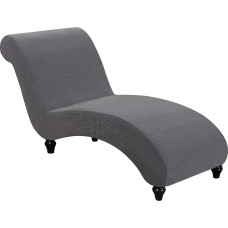 Lounge Chaise apima vidaus kėdės dangtelis gyvenamasis kambarys miegamasis Stretch Sofa apsauginis dangtelis 1 gabalas Lounge Chaise dangtelis Baldų apsauga Poliesteris Spandexas Žakardinis audinys Mažas patikrintas pilkas