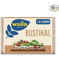 Wasa Rustic 12 x 275 g I 100% Rye Whole Grain Flour, Crispy Rustic Rye Crispbread with Savoury Flavour