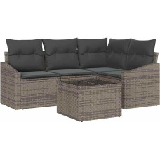 Rantry 4-teiliges Garten Sofa Set mit Kissen schwarz Poly Rattan Gartenlounge Modelis3346709