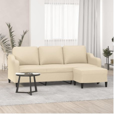 Šiuolaikinė medžiaginė sofa svetainei, biurui, 3 vietų sofa su taburete, 198 x 77 x 80 cm, audinys (100 % poliesteris), metalas, tekstilenas, fanera