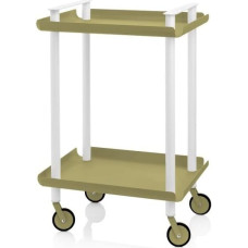 DON HIERRO - LEKY Alyvuogių žalumo 2 pakopų metalinis serviravimo vežimėlis su baltu rėmu