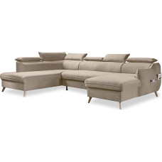 MIUFORM kampinė U formos sofa su lovos funkcija ir lovos atlošu, 
