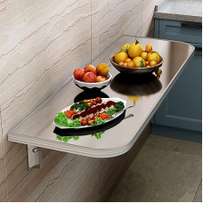 FHSLKXIM Breakfast Bar Table, Folding Tables for Wall Mounting, Folding Wall Table, Kitchen Table with Folding Leaf, Dining Table, Work Table, Small Space-Saving Hanging Table, Stainless Steel