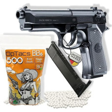 Beretta MOD. 92 FS Airsoft pistoletas 0,5 džaulio Airsoft pistoletas su 600 bio kulkų ir žurnalu Oro minkštas pistoletas su metalinėmis rogutėmis