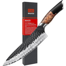 SHAN ZU Rankomis kaltas japoniškas virtuvinis peilis, 20 cm, 7 sluoksnių, aukštos kokybės anglinis plienas, aštrus virėjo peilis, profesionalus peilis, 