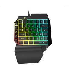 Mini žaidimų klaviatūra USB, skirta kompiuteriui, pakuotė Bell Pad LED Pubg apšviesta QWERTY (juoda)