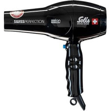 Solis Profi Haarföhn, 3 temperatūros ir aukščiausios temperatūros, Kaltluft-Taste, kintamosios srovės variklis, 2300 W, jonų technologija, Swiss Perfection (Typ 440), Schwarz