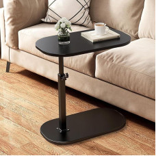 AYES Lift Up Side Table, 360° Rotation, C Shaped Side Table - TV Tray Table for Living Room, Bedroom, Bedside, Nursing Sofa, Reading, Laptop, Snack, Tea, Coffee, Couch (Ink Black)