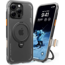 TORRAS Ostand Q3 Air for iPhone 16 Pro Case with Real Airbag (Top Military Protection) (360° Magnetic Robust Stand) Matte Mobile Phone Case with Camera Control Button Black