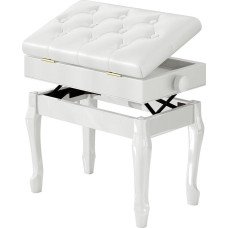 Piano Stool, 10 Button Piano Bench Made of Thickened PU Leather, Piano Bench Height Adjustable Made of Solid Wood with Curved Legs, Single Piano Bench with Storage Compartment, Piano Bench