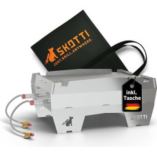 SKOTTI Grill Max XL, 2 degiklių dujinė kepsninė, idealiai tinka stovyklavimui, festivaliui ar balkonui, stovyklavimo dujinė kepsninė, skirta dujų kasetėms, sulankstoma stovyklavimo kepsninė, prijungiama stovyklavimo viryklė, kepimas ant grotelių ir maisto