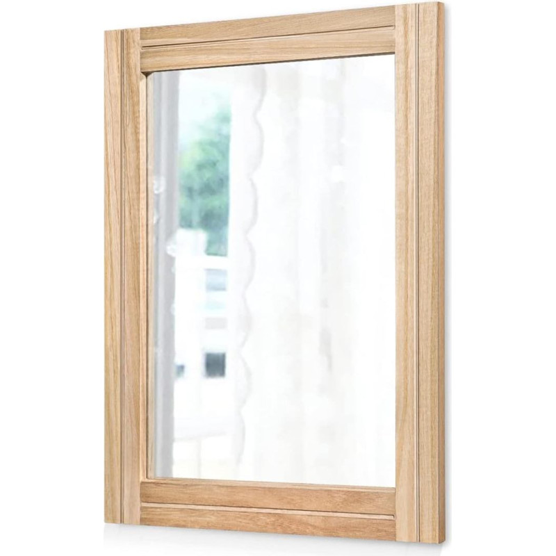 AAZZKANG Rustic veidrodis sienai 65x45cm stačiakampio formos medinio rėmo veidrodis Ūkinis miegamasis Vonios kambario dekoratyvinis veidrodis