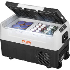 VEVOR Camping Fridge 35 L Cool Box, 12/24 V Rollable Electric Freezer Box 2 in 1 Double Zone, Automobilinis šaldytuvas kompresorius šilumai palaikyti ir vėsinti 60 W Portable Handle Boat, Truck, Mobile Grey