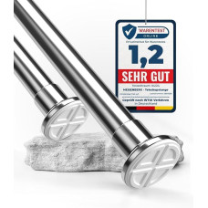 MEISENBERG Stainless Steel Curtain Rod Without Drilling 360-410cm, Ø32mm Multifunctional Curtain Rod for Clamping - Extendable Telescopic Rod, Clamp Rod - Also Applicable for Partition Wall.