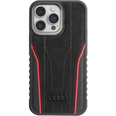 Audi Genuine Leather Case for iPhone 15 Pro Max 6.7 Inch Black and Red Hard Case AU-TPUPCMIP15PM-R8/D3-RD