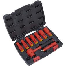Izoliuotų lizdų rinkinys 9 vnt. 3/8 colių kvadratinės pavaros 6pt WallDrive®, patvirtintas VDE