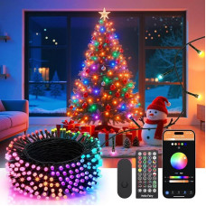 YAYZA! RGBIC Fairy Lights Christmas Tree Christmas Lighting Outdoor 20 m Smart LED Fairy Lights 200 LED Lights Bluetooth App Control 16 Million RGB Colours 100+ Scenes IP65 Waterproof