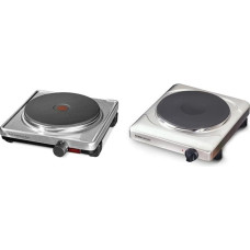 ROMMELSBACHER THS 2022/E Single Hob - Made in Germany, XXL Cast Iron Heating Plate 220 mm Diameter, 2000 Watt, Stainless Steel & Automatic Single Hob AK 2099/E - Stainless Steel, Cast Iron Heating