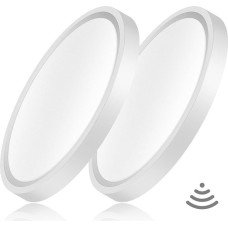 2 Lamp with Motion Sensor Indoor, LED Ceiling Light with Motion Sensor Radar Sensor, Ultra Flat Light for Hallway, Stairs, Kitchen, Balcony, Storage Room, 4000 K, Neutral White, Diameter 23 cm