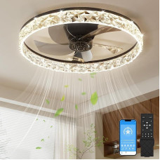 NIORSUN Ventiliatoriaus lubų apšvietimas, 50 cm LED lubų ventiliatorius su apšvietimu, 3 spalvų temperatūros ir 6 greičiai, lubų apšvietimas su ventiliatoriumi, programėlė / nuotolinis valdymas, reguliuojamas laikmatis (juodas)