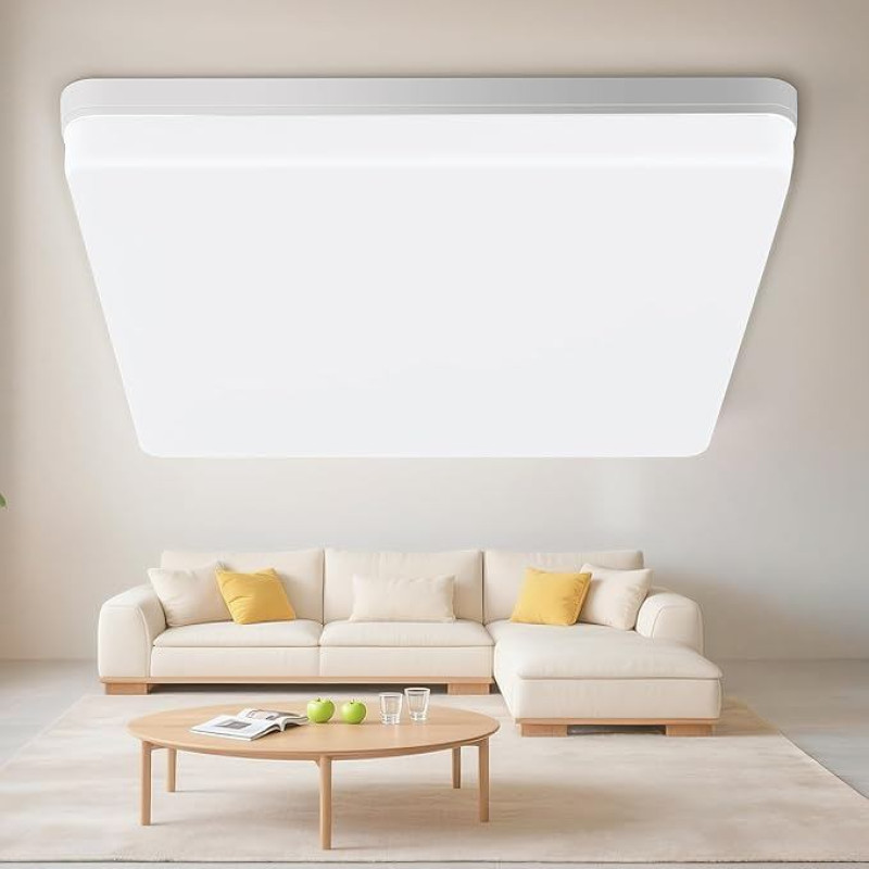 LED lubų šviestuvas 48 W, 4800 lm, neutralios baltos spalvos, 6000 K, plokščias lubų šviestuvas, modernus, skersmuo 30 cm, 2 cm, IP44, atsparus vandeniui, skirtas vonios kambariui, virtuvei, svetainei, miegamajam, biurui, taupantis energiją