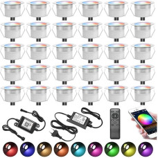 30 WiFi RGBWW LED Recessed Floor Lights Patio Lighting Floor Spotlight Works with Alexa, DC12 V Diameter 31 mm LED Recessed Spotlight 0.6 W LED Floor WiFi Wireless Smart Recessed Floor Spotlight