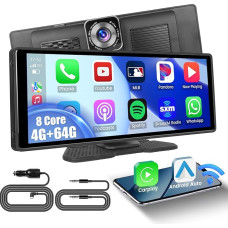 Hikity 4 + 64 GB Carplay & Android Car Radio Portable, 10.26 Inch Touchscreen Android 13 Car Play Display with Navigation WiFi GPS Mirror Link Bluetooth FM Transmitter Airplay