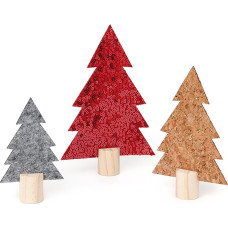 Mopec NA38 Set of 3 Felt, Cork and Sequin Trees