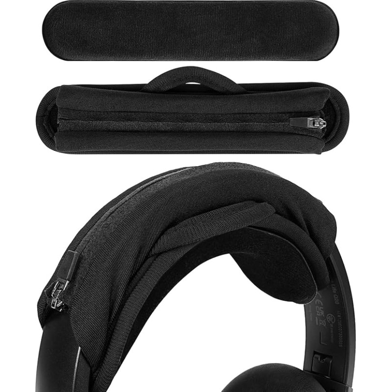 Geekria Medium Velour Hook & Loop Headband Cover + Headband Pad Set/Zipper Headband Protector/No Tools Required Compatible with ATH Bose B JBL Hyperx Sony Headphones