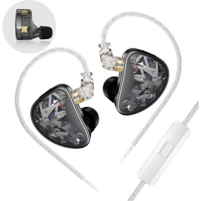 LINSOUL KZ AS24 12BA Hybrid Driver In-Ear Monitor, Tunable IEM with Interchangeable 0.78mm Recessed 2-Pin Silver Plated OFC Cable for Audiophile Musicians (Tunable Version, with Mic)