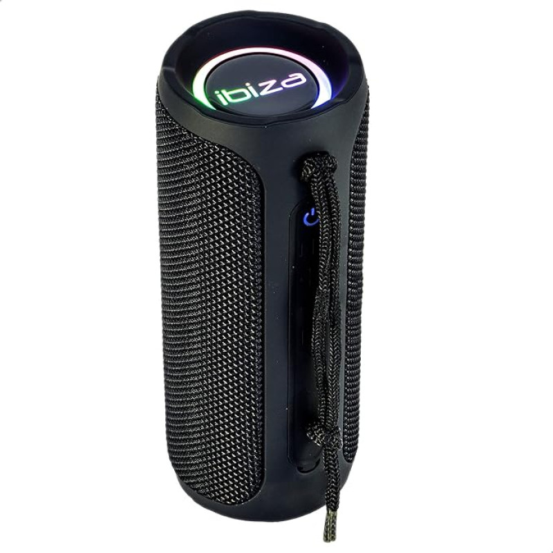 BULLET20 - IBIZA - Tragbare Bluetooth-Schallwand 360° mit 20 W, batteriebetrieben, mit LED-Leuchtringen und TWS-Funktion - Schwarz