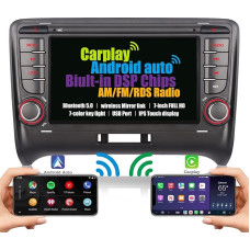 Car Radio for Audi TT MK2 8J 2004-2015 Radio Screen Built-in Wireless Carplay Android Car Navigation with Bluetooth DSP Subwoofer Steering Wheel Control AM FM RDS Radio 7 Inch Touchscreen 1080P IPS