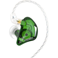 BASN Bmaster In-Ear Headphones, Triple Driver Noise Isolating Wired Headphones with Two Detachable MMCX Cables for Musicians, Drummers, Singers, Stage (Green)