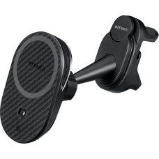 pitaka Mobile Phone Holder with Charging Function Car Mount 15 W Charger for iPhone 15/14/13 with NFC 360° Rotatable for Tesla Model 3/Y [MagEZ Car Mount Pro 2]