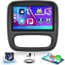 For Opel Vivaro B/Renault Trafic 3 / Fiat Talento from 2 + 64G Hikity Car Radio Android with Carplay Wireless Android Car, 9 Inch Touch Display Radio with Screen GPS Navigation BT FM RDS