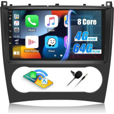 4G + 64G 8Core CAMECHO Car Radio with Sat Nav for Mercedes Benz C Class W203 W209 C180 C200 2005-2009 with Carplay Android Car, Android 13丨9 Inch Screen with Bluetooth RDS/FM WiFi MirrorLink DSP