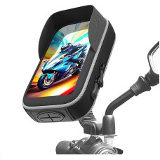 Scooter Mobile Phone Holder Waterproof Case with Anti-Glare Cover Compatible with Mobile Phones up to 7.5 Inches Suitable for Motorcycle and Scooter Rear View Mirror