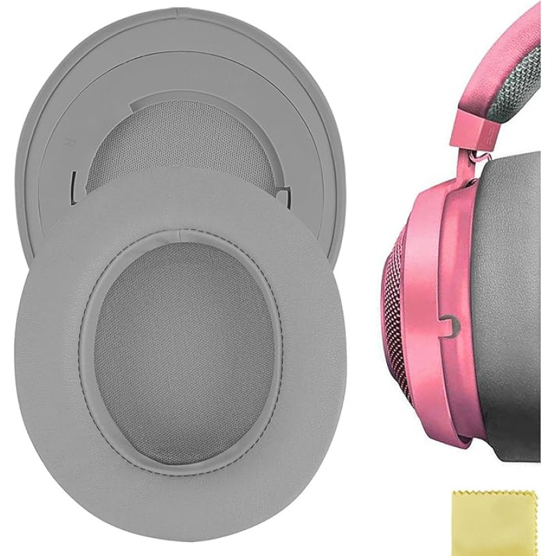 Geekria Earpad Replacement for Razer Kraken Pro V2 Headphone Ear Pad/Ear Cushion/Ear Cups/Ear Cover/Earpads Repair Parts (Grey/Plastic Ring)