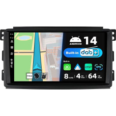 JOYX Android 12 IPS Car Radio - [Built-in DAB] - Fits Benz Smart Fortwo 451 (2005-2010) - Wireless Carplay/Android Car - 4G + 64G - Camera + Mic - 9 Inch 2 DIN - SWC DSP WiFi Fast-Boot 360 Camera