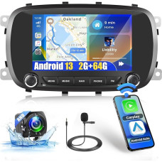 2G + 64G Hikity Android Car Radio for Fiat 500X 2014-2020 Radio CarPlay Wireless Android Car 7 Inch Touch Display Car Radio with GPS Navigation FM RDS Radio WiFi Bluetooth Mirror Link Canbus Reversing