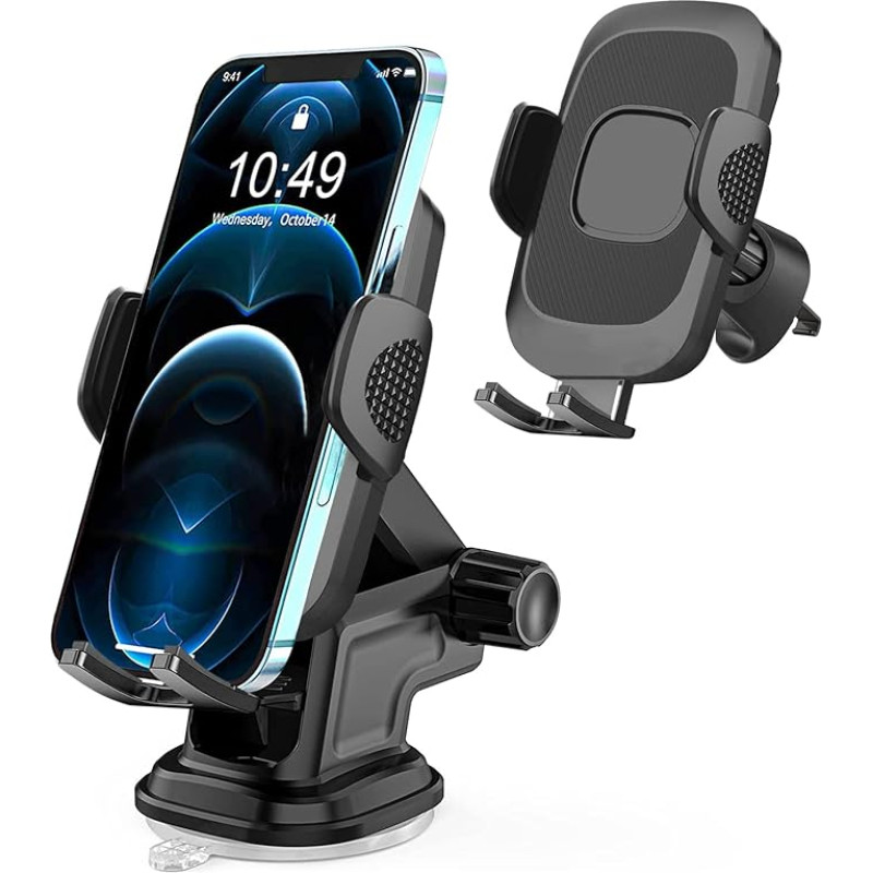 Car Phone Holder for Dashboard, Windshield and Air Vent 3 in 1 Universal Car Mount Phone Holder iPhone 12 11 Pro Max XR XS, Xiaomi Redmi Note 10 9 Pro 8 8T