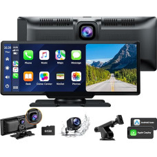 Volam 9.26 Inch Carplay Display with 2.5K Dash Cam Car Front, 1080P Rear View Camera, Wireless A-pple Carplay Android Car, Mirror Link, Navigation, G00gle, Siri, FM, AUX, Loop Recording, 64G SD Card